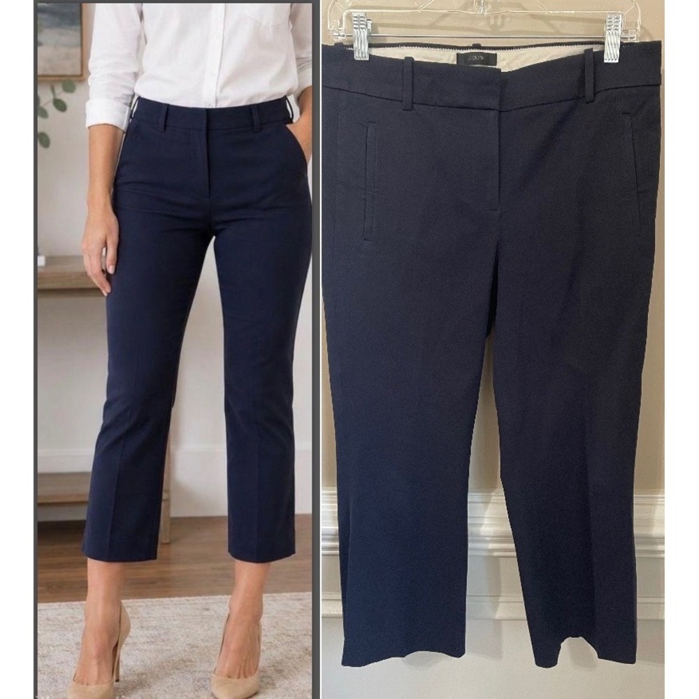 J.Crew Teddie Navy Blue Cropped Trouser Pants Size 4 Career Office Casual